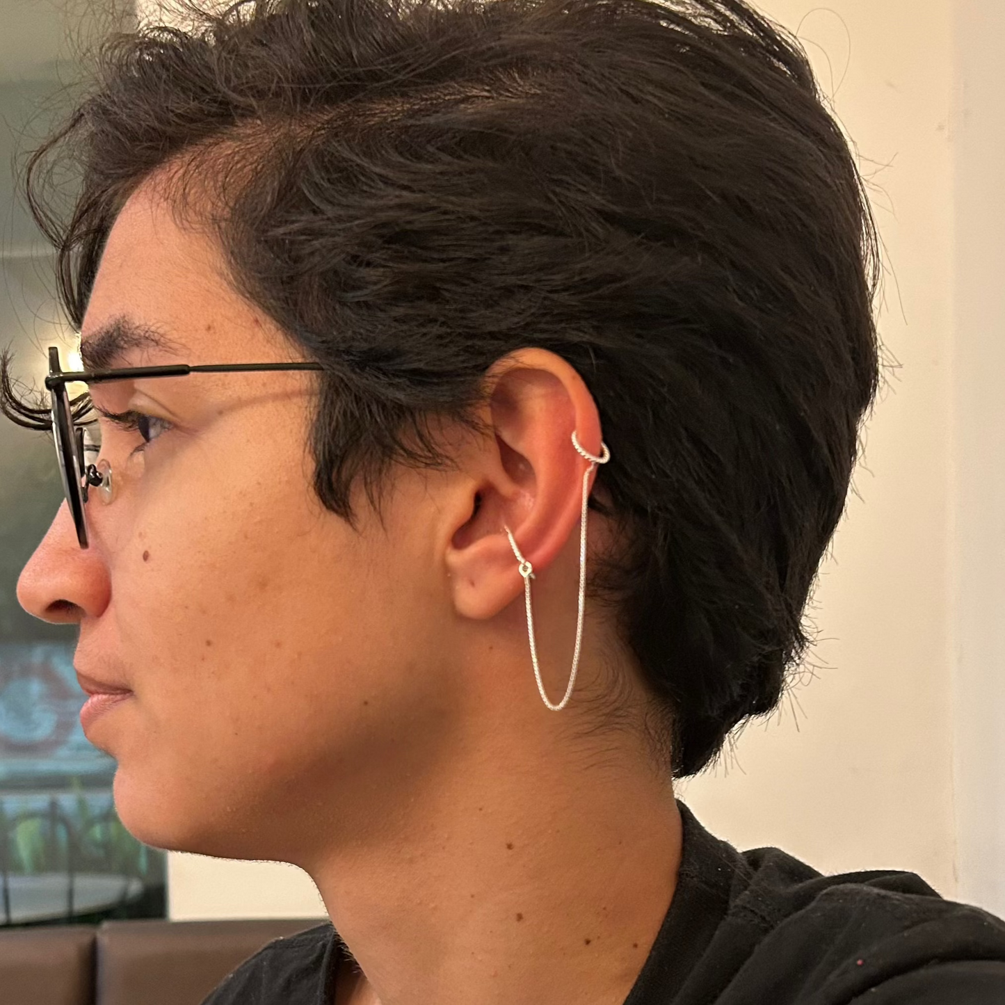 Piercing 2 argolas com veneziana - Prata 925