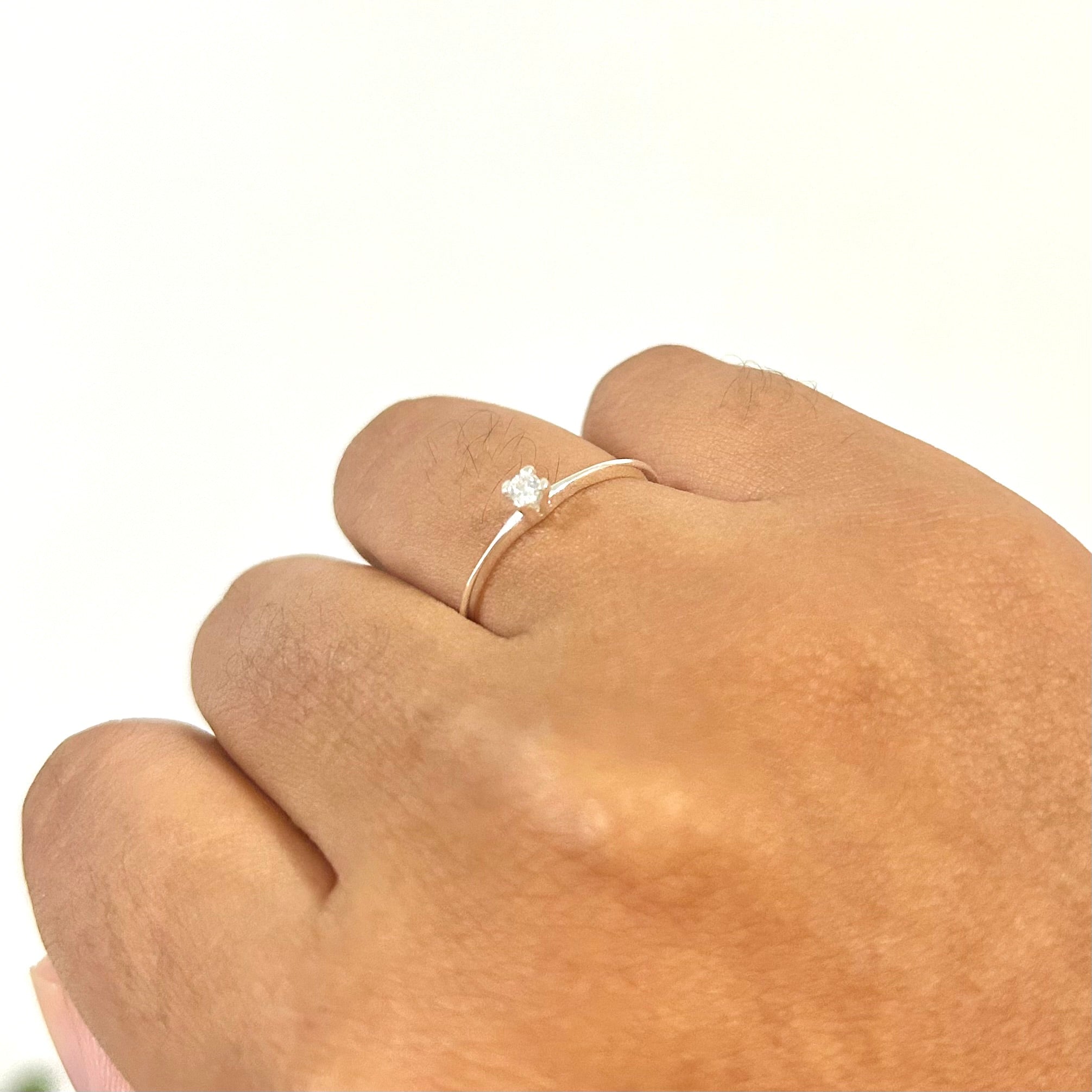 Anel Solitário Clássico com Zircônia - Prata 925