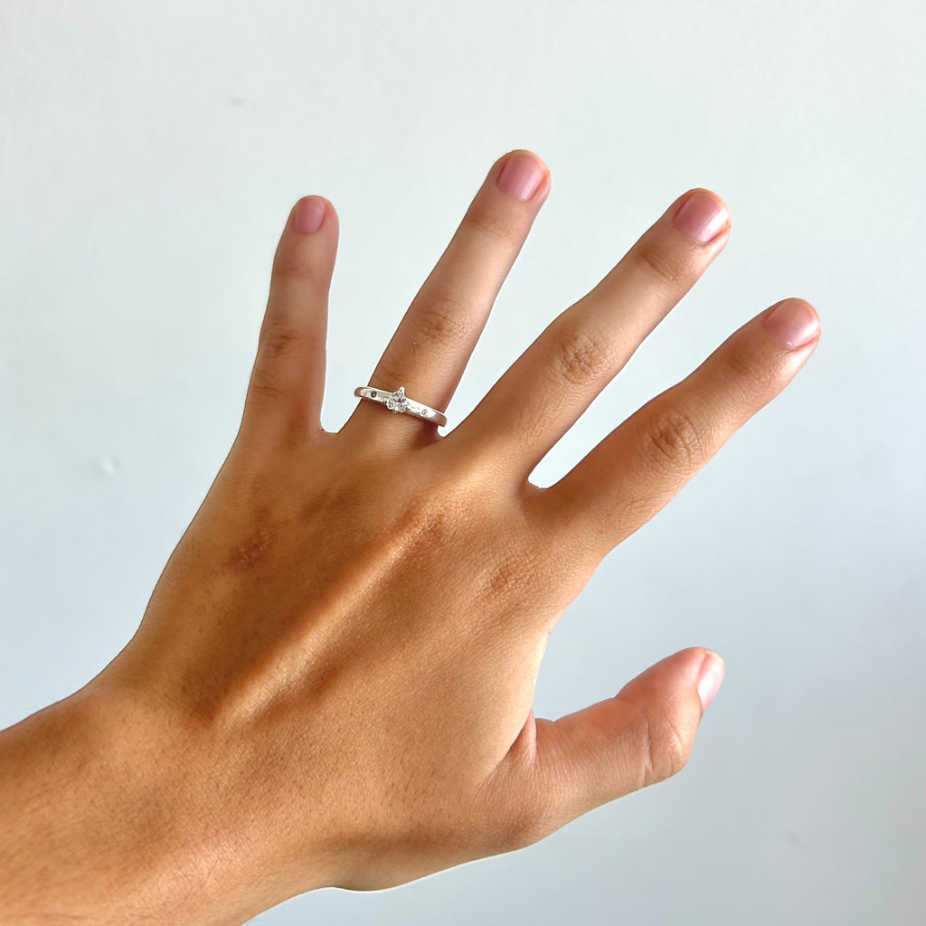 Anel com gravação "You and Me" com Zircônia - Prata 925