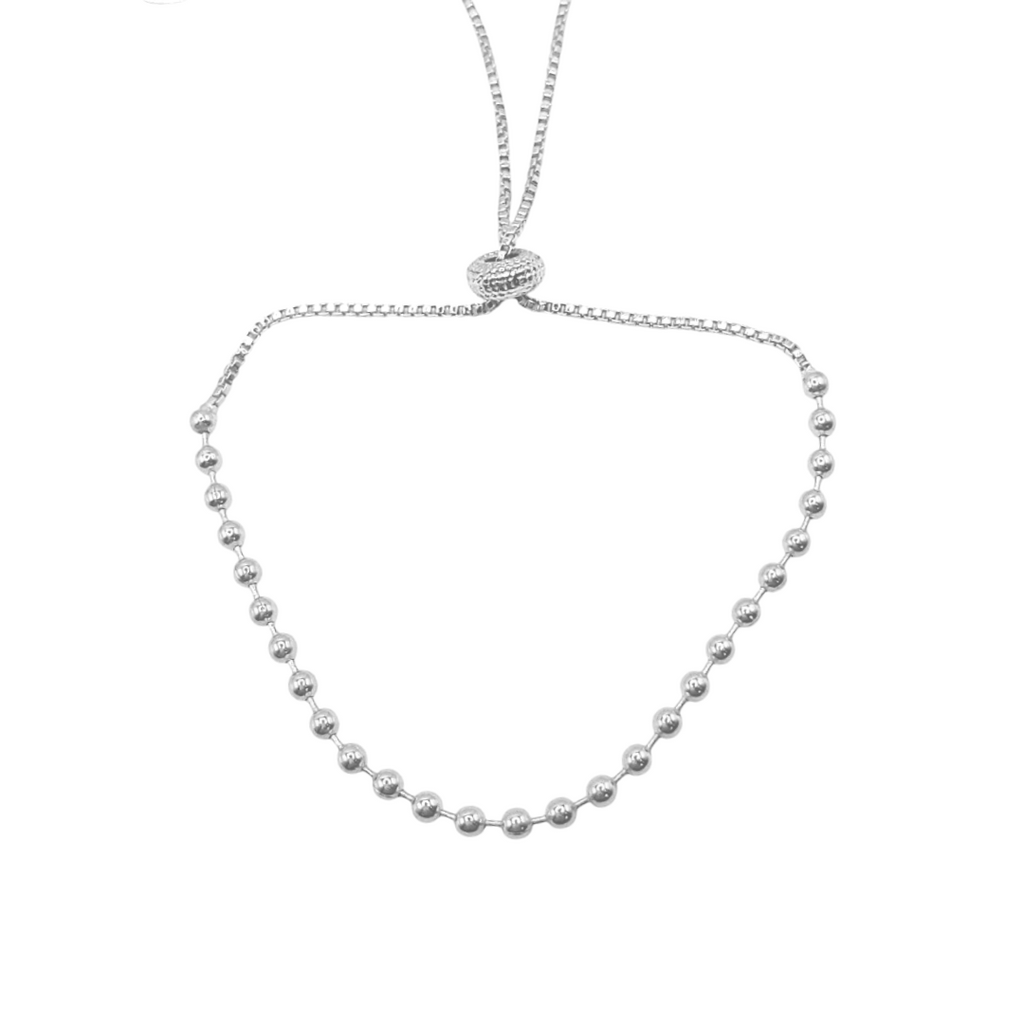 Pulseira bolinhas com limitador banhada em prata 925