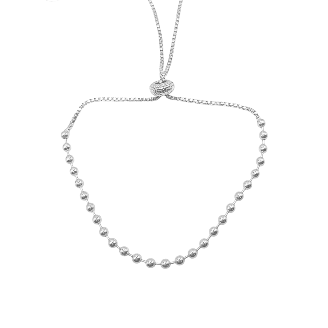 Pulseira bolinhas com limitador banhada em prata 925