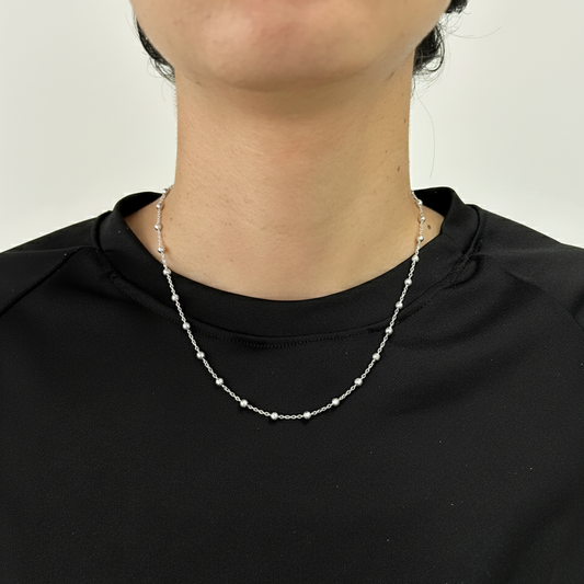 Colar bolinhas 45cm - Banhado em prata 925