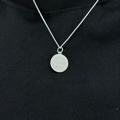 Colar Placa Onda Dupla Face 45 cm - Banhado em prata 925