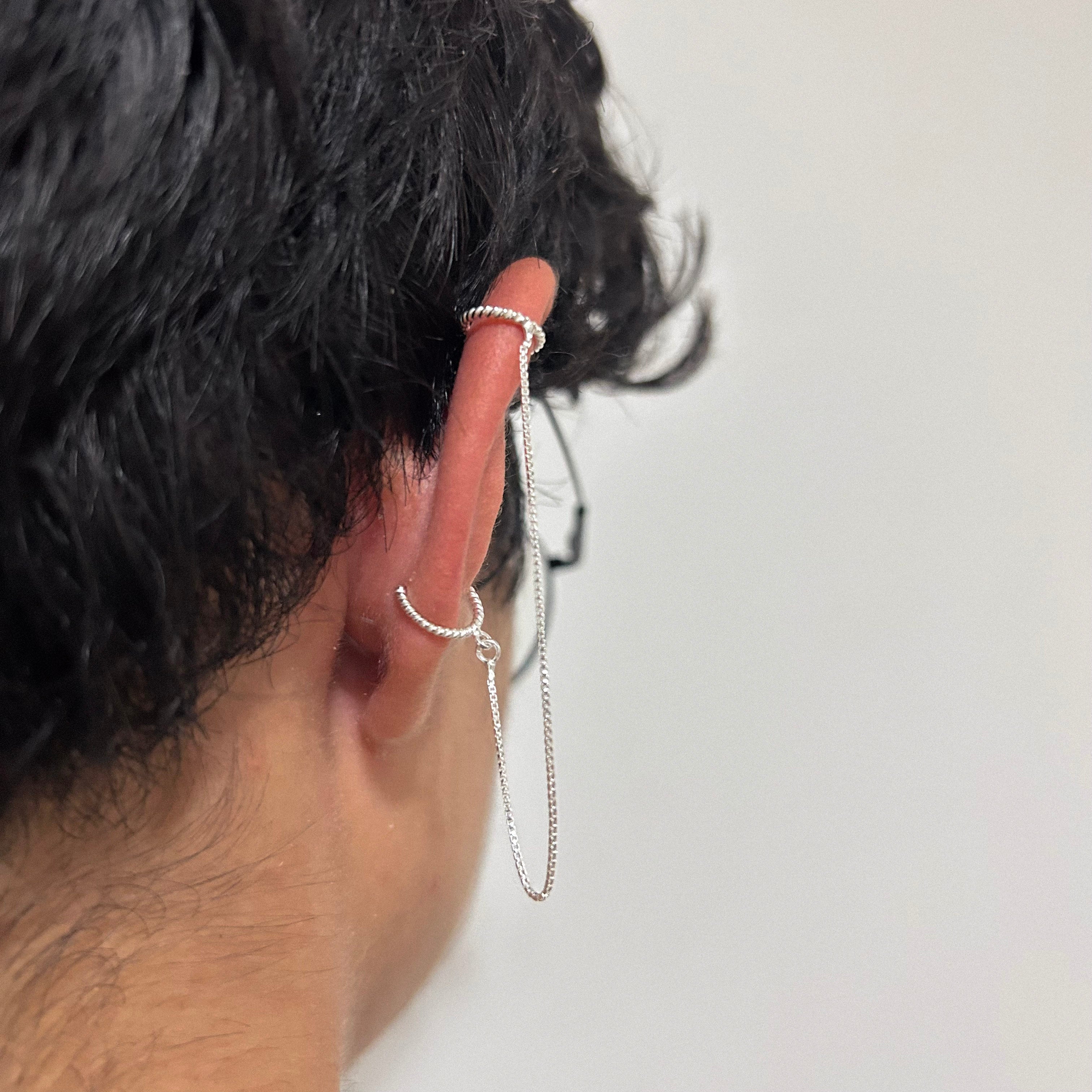 Piercing  2 argolas com veneziana - Prata 925