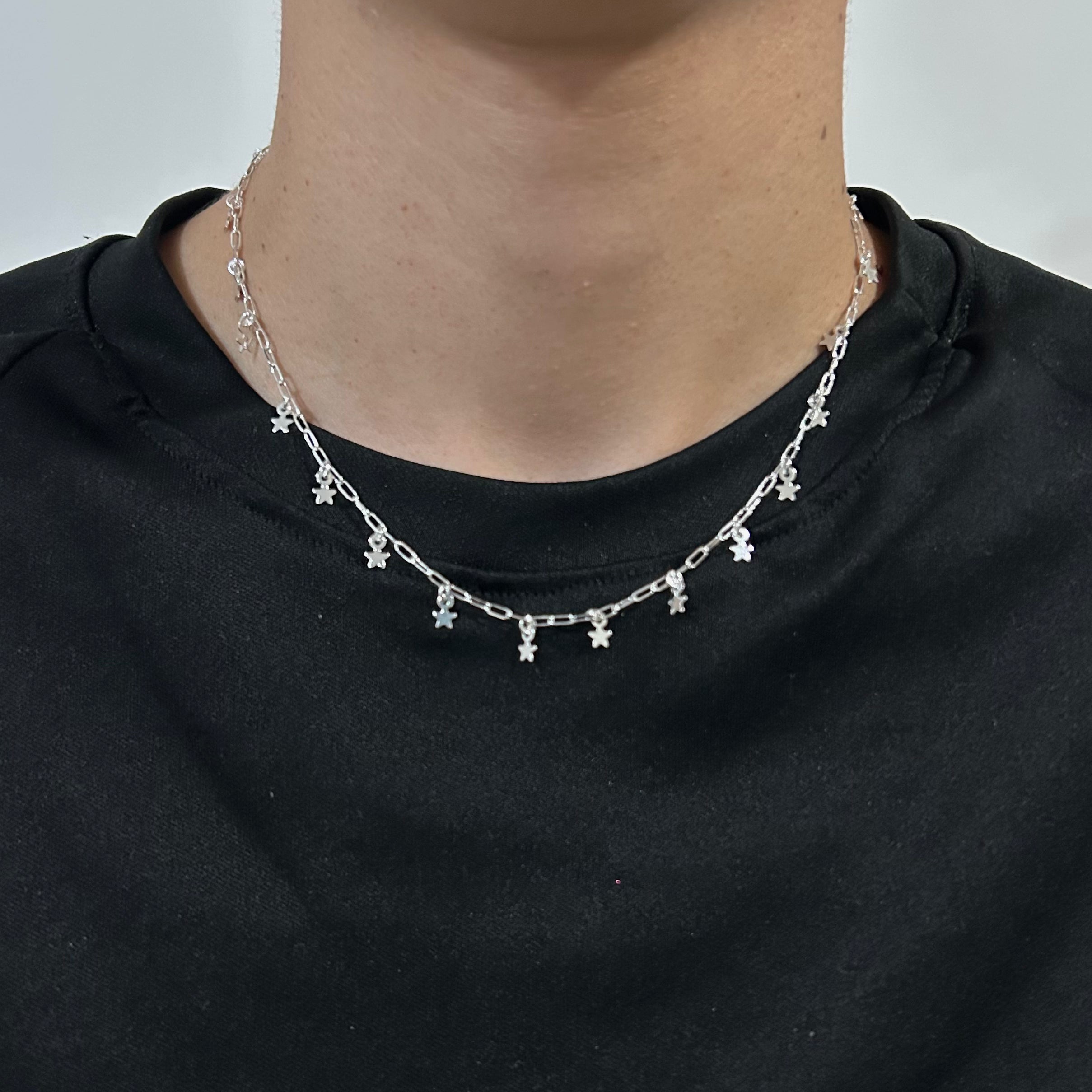 Chocker Stars estrelas banhado em prata 925