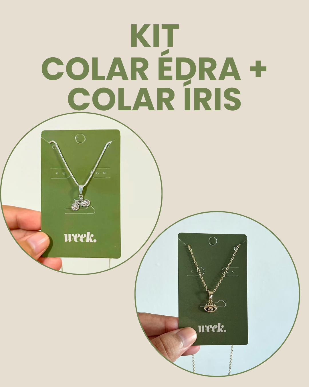 Kit Colar Édra + Colar Íris- Banhado em prata 925 ou ouro 18k