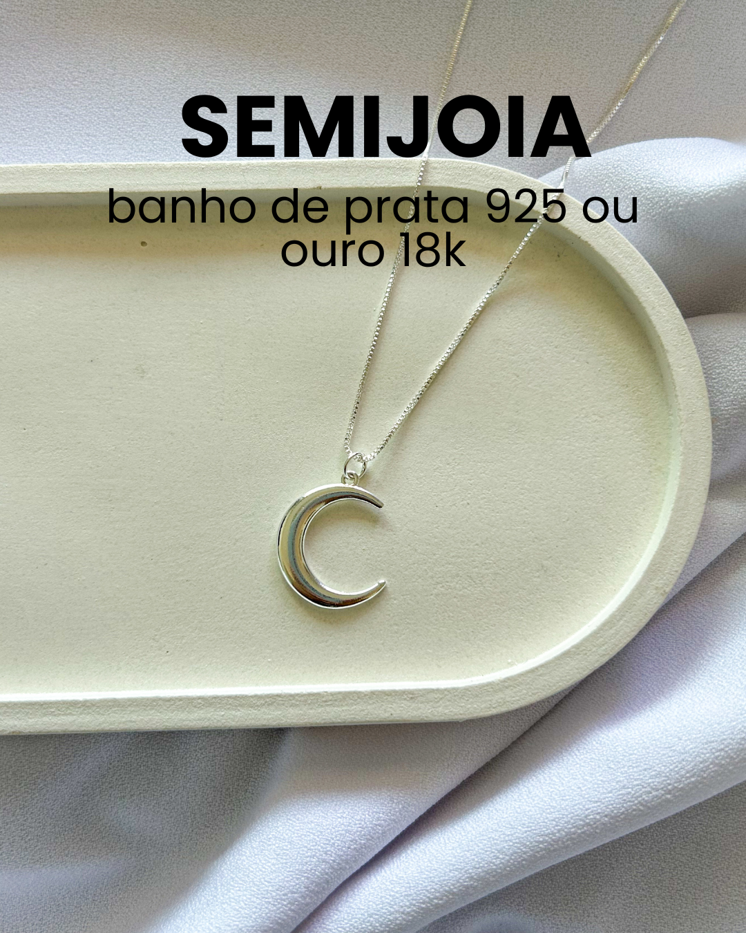 Colar Luna com pingente lua - Banhado em prata 925 ou ouro 18k