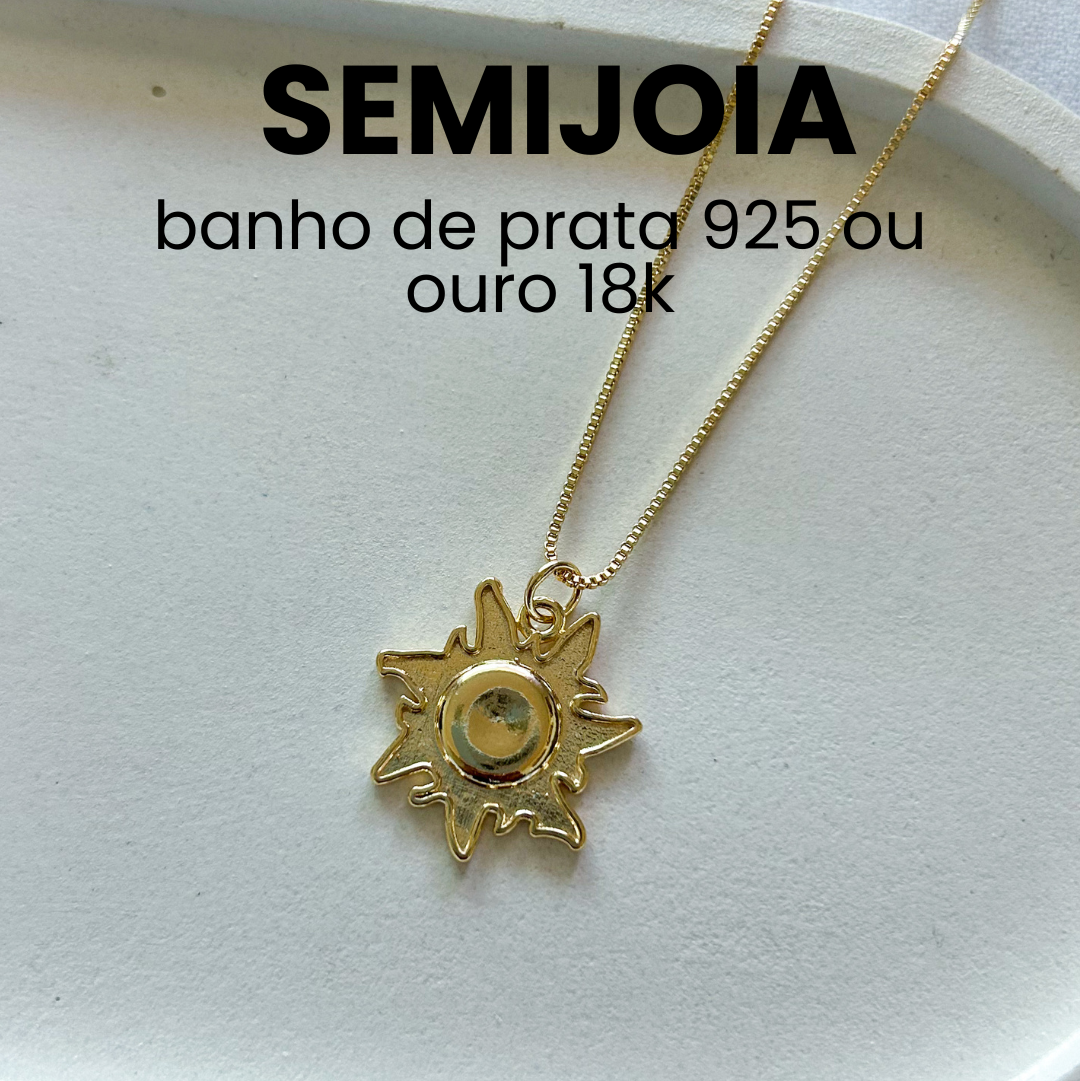 Colar Sun com pingente de sol - Banhado em prata 925 ou ouro 18k