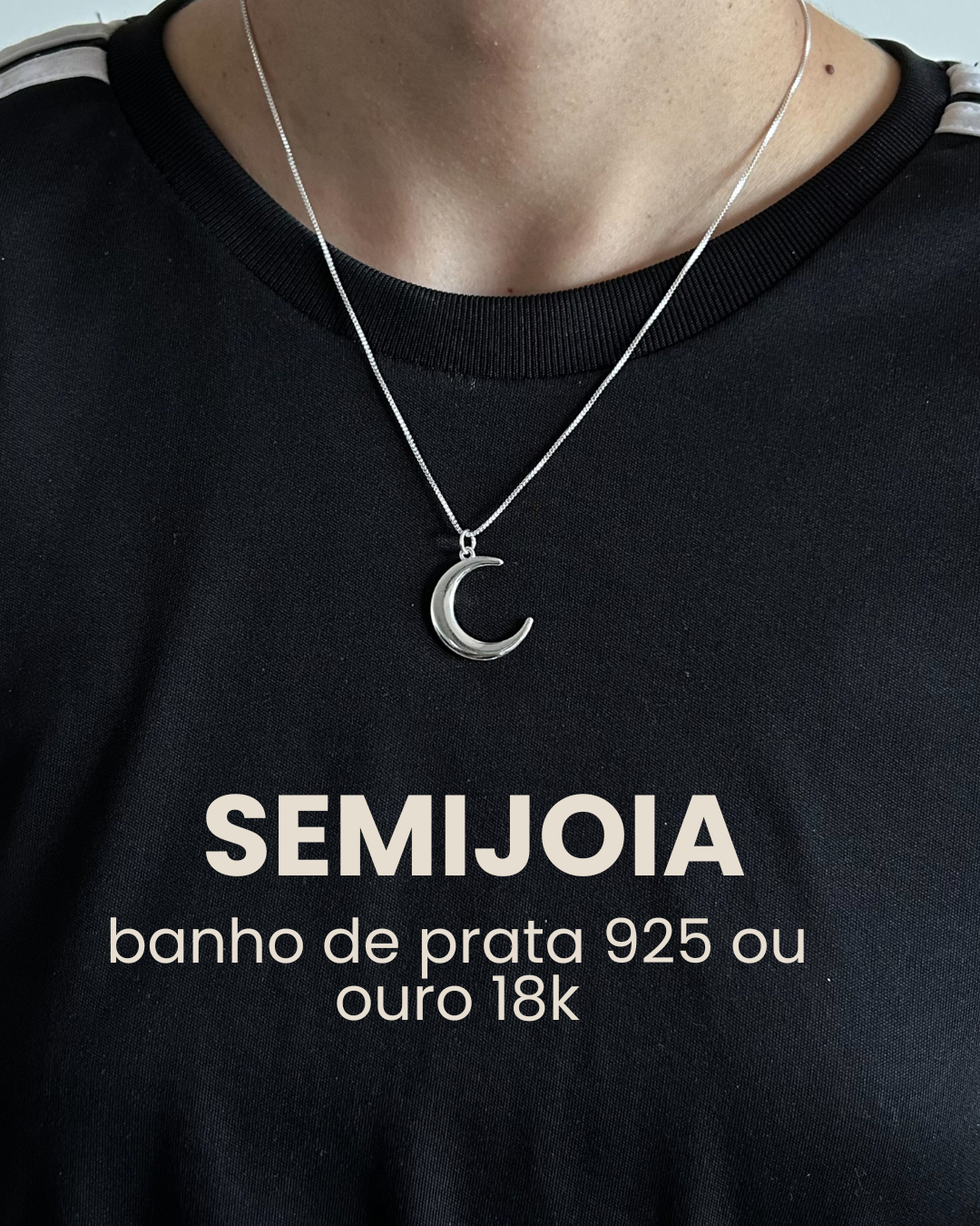 Colar Luna com pingente lua - Banhado em prata 925 ou ouro 18k