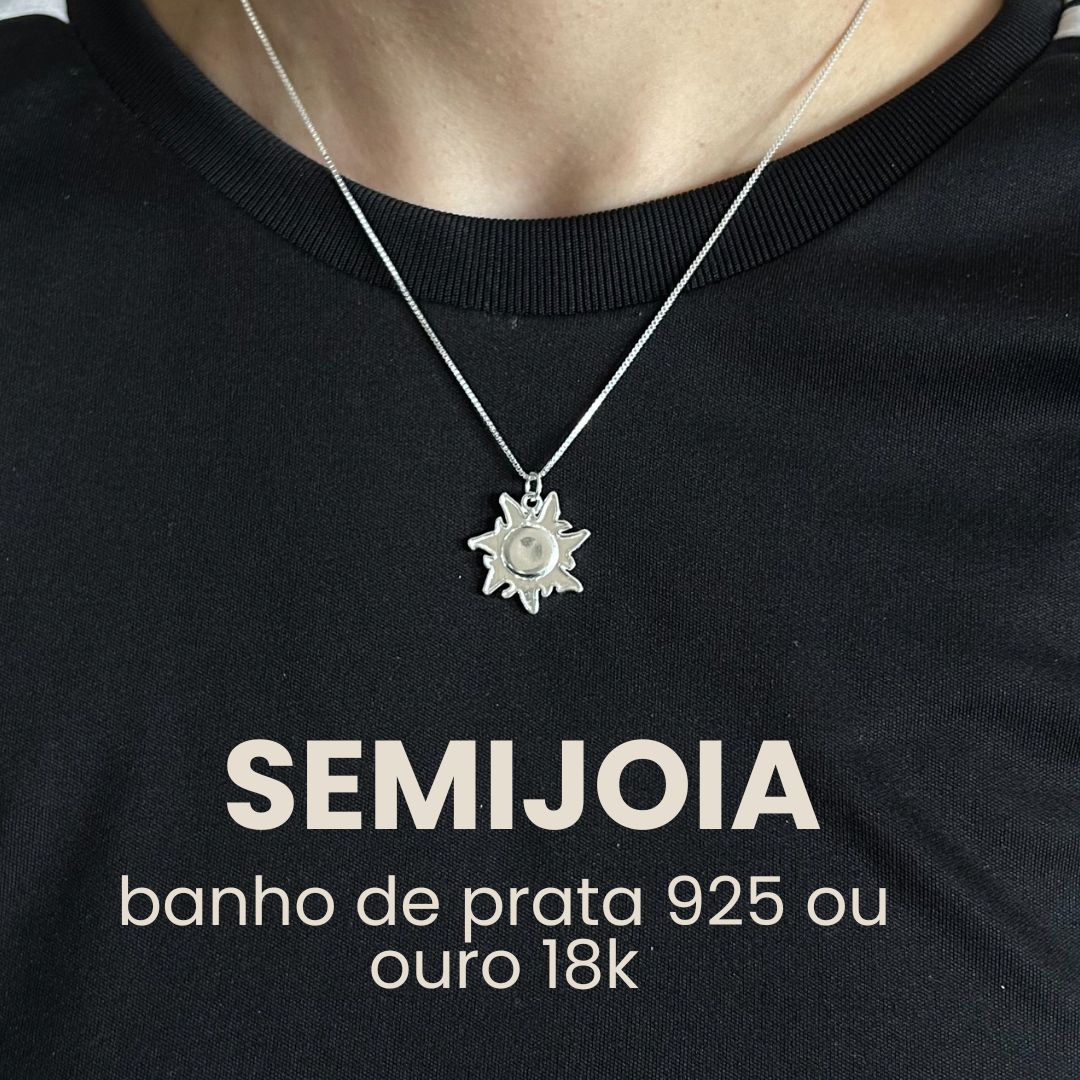 Colar Sun com pingente de sol - Banhado em prata 925 ou ouro 18k