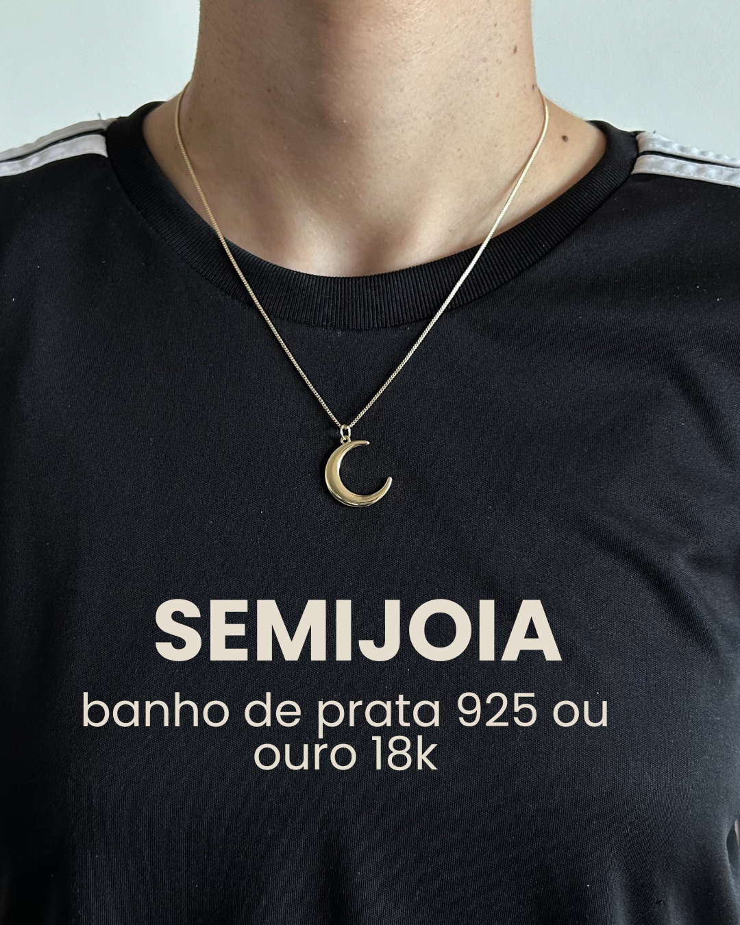 Colar Luna com pingente lua - Banhado em prata 925 ou ouro 18k